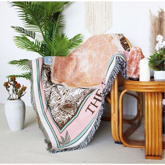 Star Tarot Card Woven Jacquard Throw Blanket Tapestry - Picture 3 of 6